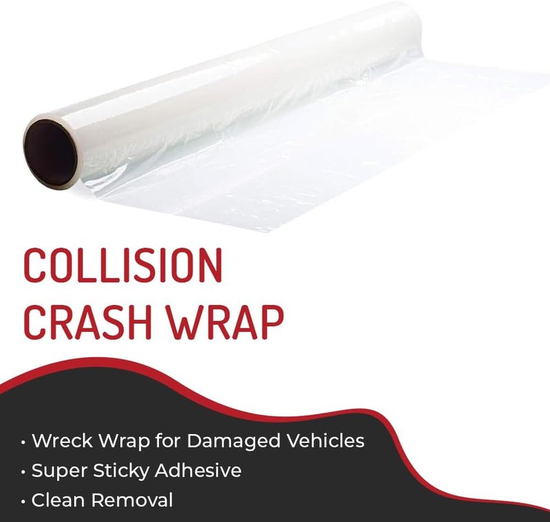 HITECH Collision Crash Wrap, 36" X 100' X 3 MIL, Wreck Wrap for Damaged Vehicles, Super Sticky Adhesive, Automotive Crash Protection Film, Clean Removal (1 Pack) - Image 2